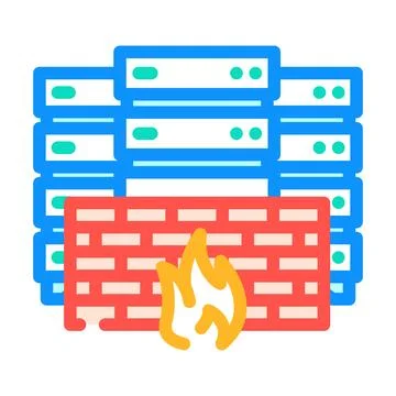 Security firewall data center color icon vector illustration Stock Illustration