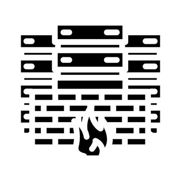 Security firewall data center glyph icon vector illustration Stock Illustration
