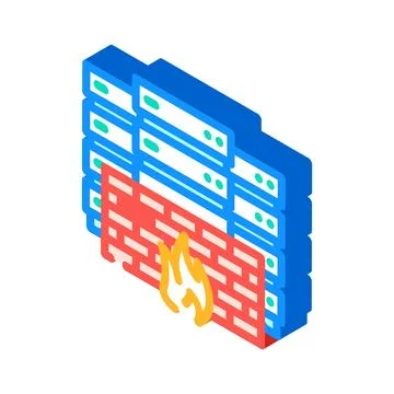 Security firewall data center isometric icon vector illustration Illustrazione stock