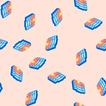 Security firewall data center isometric icon seamless pattern Stock Illustration