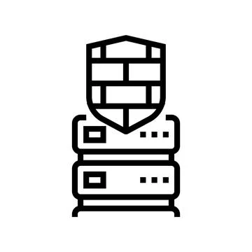 Security firewall data center line icon vector illustration Stock Illustration
