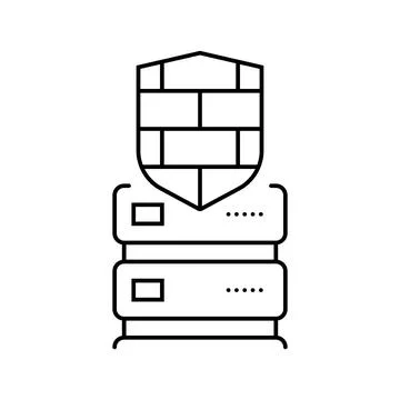 Security firewall data center line icon vector illustration Illustrazione stock