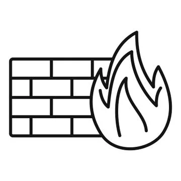 Security firewall icon, outline style Illustrazione stock