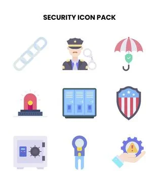 Security Flat Bundle Icons Pack Stock Illustration