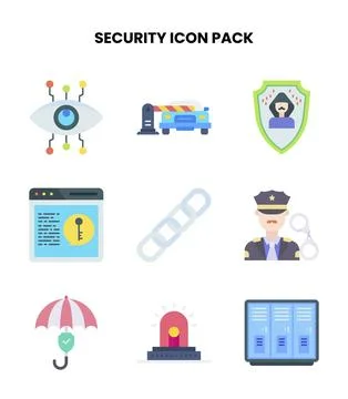 Security Flat Collection Icons Pack Stock Illustration