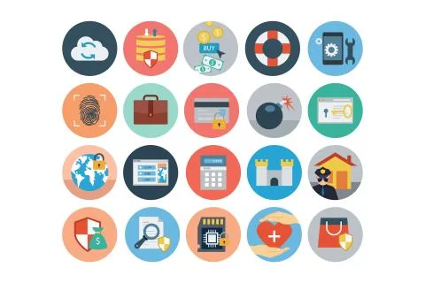 Security Flat Colored Icons Pack Stock Illustration