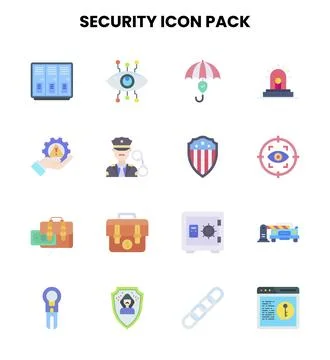 Security Flat Design Icons Pack Ilustración de archivo