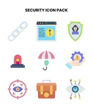Security Flat Design Icons Pack Illustrazione stock