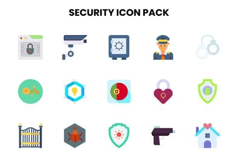 Security Flat Graphics Icons Pack Stock Illustration
