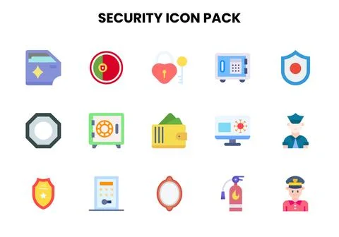 Security Flat Graphics Icons Pack Illustrazione stock