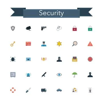 Security Flat Icons Stock Illustration