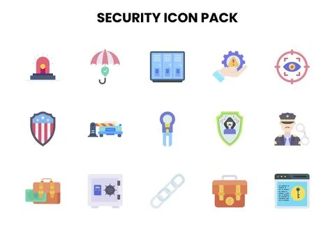 Security Flat Icons Pack Stock Illustration