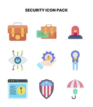 Security Flat Icons Pack Illustrazione stock