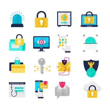 Security flat icons set Illustrazione stock