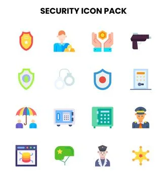 Security Flat Scalable Icons Pack Stock Illustration