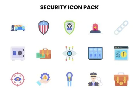 Security Flat UI Icons Pack 스톡 일러스트
