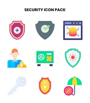 Security Flat Vector Icons Pack Stockillustratie