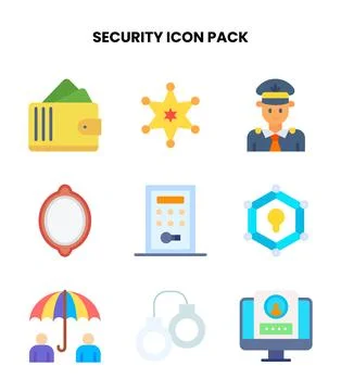 Security Flat Vector Icons Pack Stock Illustration