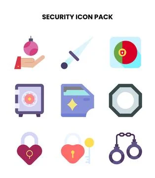 Security Flat Vector Icons Pack Stockillustratie