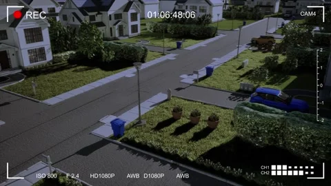 Security Footage From CCTV Camera Of A Residential Street With Houses Stock Footage 329300275