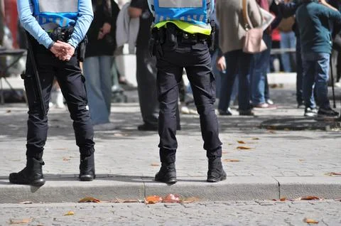 Security forces maintaining order on public roads Stock Photos