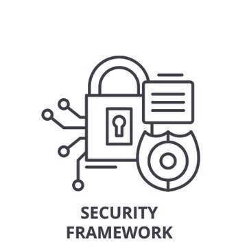 Security framework line icon concept. Security framework vector linear 스톡 일러스트