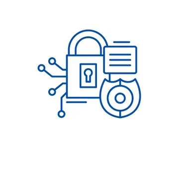 Security framework line icon concept. Security framework flat vector symbol Stock Illustration