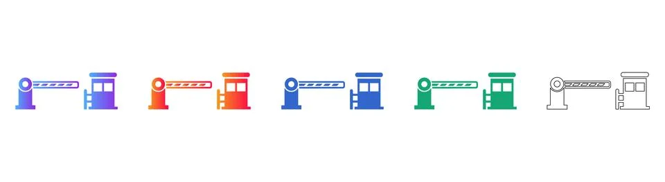 Security Gate Barrier Access Control Icons 스톡 일러스트
