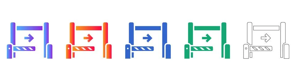 Security Gate Barrier Icons with Gradient and Outline Illustrazione stock