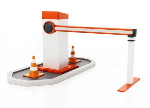 Security gate with closed barrier. 3D illustration Stock Illustration
