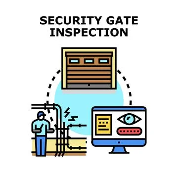 Security gate inspection and smart access system monitoring 스톡 일러스트