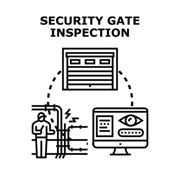 Security gate inspection and smart access system monitoring 스톡 일러스트