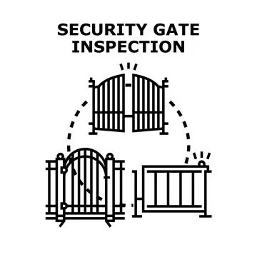Security gate inspection concept with various gates Stock Illustration