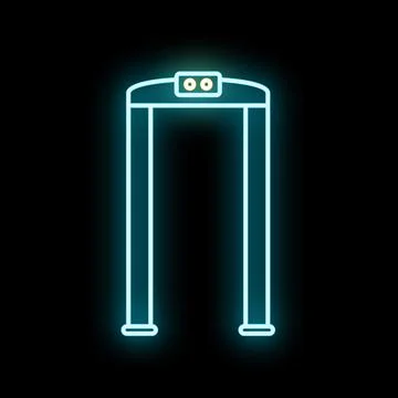 Security gate metal detector glowing neon icon illustration 스톡 일러스트