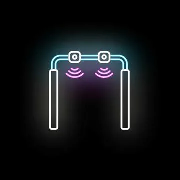 Security gate neon glowing metal detector icon 스톡 일러스트