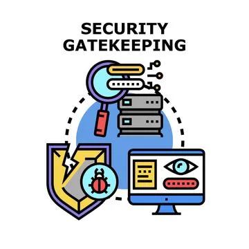 Security gatekeeping concept connecting data access and system protection 库存插图