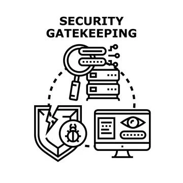 Security gatekeeping concept connecting data access and system protection Stock Illustration