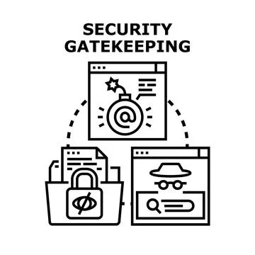 Security gatekeeping preventing cyber attacks and data theft Stock Illustration