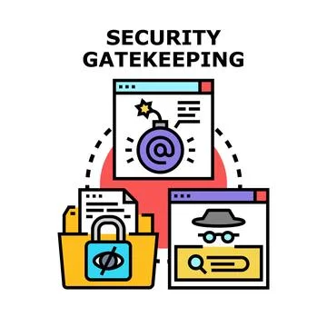 Security gatekeeping preventing cyber attacks and data theft イラスト素材