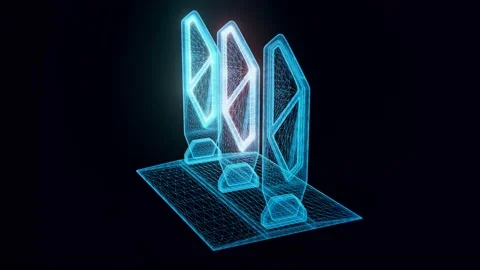 Security gates hologram Rotating Stock Footage 155030395