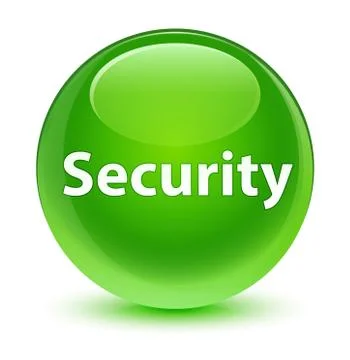 Security glassy green round button Illustrazione stock