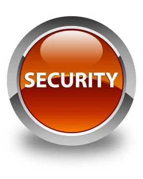 Security glossy brown round button Stock Illustration