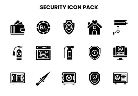 Security Glyph Design Icons Pack Stockillustratie