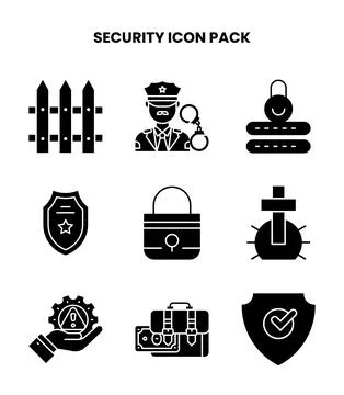 Security Glyph Graphics Icons Pack Stock Illustration