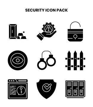 Security Glyph Graphics Icons Pack Stock Illustration