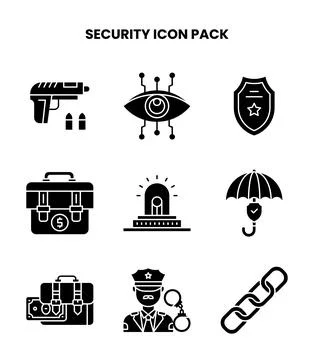 Security Glyph Icons Pack Stockillustratie