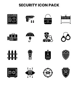 Security Glyph Icons Pack Ilustración de archivo