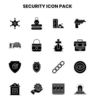 Security Glyph Set Icons Pack Ilustración de archivo