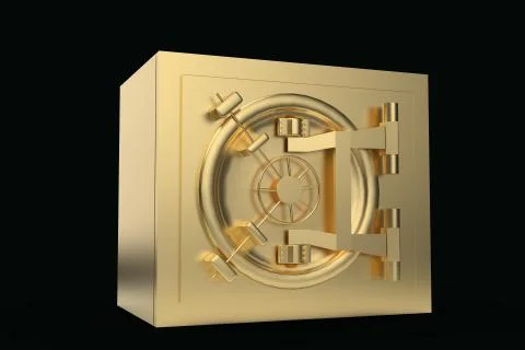 Security golden safe 3D rendering Stock Illustration