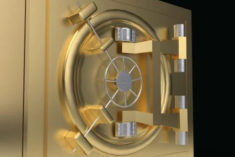 Security golden safe 3D rendering Illustrazione stock